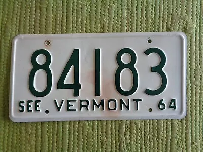 1964 See Vermont License Plate VT 64 Tag 84183 • $29.95