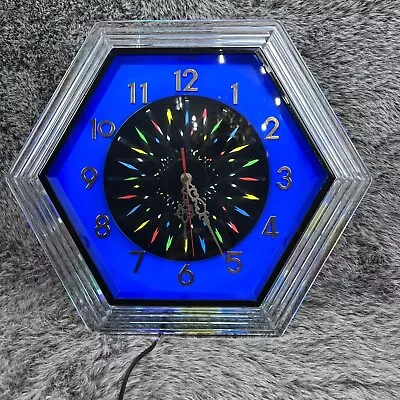 Vintage Wall Clock Kaleidoscope Hexagon Works Great 1960s MCM Mid Century Modern • $315.88