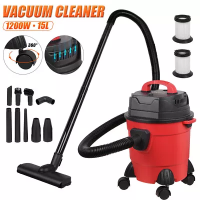 1200W Vacuum Cleaner Wet And Dry Bagless 15L Cylinder Powerful Compact Cleaning • £36.99