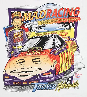 L * NOS Vtg 90s MAD MAGAZINE Nhra Jerry Tolliver Racing T Shirt * M7 • $74.99