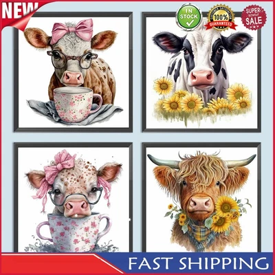 $12.31 • Buy 5D DIY Full Round Drill Diamond Painting Cow Animal Kit Home Decor Art Craft