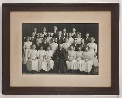 Antique Oak Picture Frame 15x20  I.d. W/Confirmation Class Photo Lee Bros. 1912 • $55