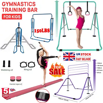 Kid Gymnastics Foldable Training Bar Kids Gym Bars / Banlance Beam Equipment UK • £16.69