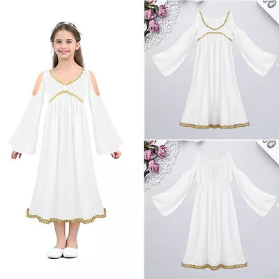 Greek Toga Costume For Kids Girls Ancient Greece Rome Cosplay Fancy Dress Up# • £26.15