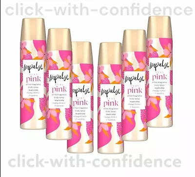 6 X Impulse Very Pink Fragrance Body Spray 75ml • £14.99