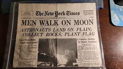 New York Times  Men Walk On Moon  - Reprint Newspaper Collectibles • $3.99