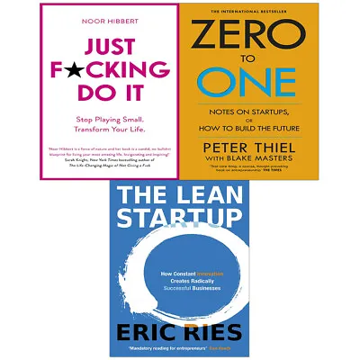 $61.09 • Buy Just F*cking Do It, The Lean Startup, Zero To One 3 Books Collection Pack Set 