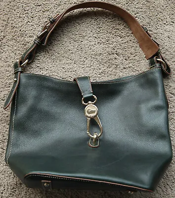 Dooney & Burke Green All Weather Leather Shoulder Bag Handbag Purse Hook • $49.99