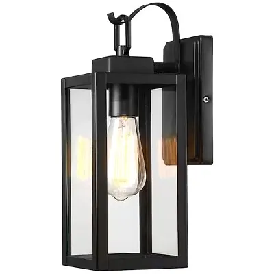 Pia Ricco 1- Light Matte Black Outdoor Wall Lantern Sconce With Clear Glasee • $23.95