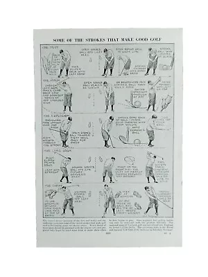 Vintage 1930s Golf Book Print Picture Golfing Strokes Sports Wall Art Lithograph • $10.74