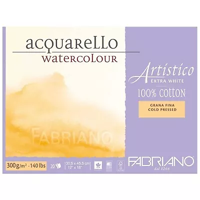 Fabriano Artistico Watercolour Paper Extra White Block 12 X18  COLD PRESSED • £51.99