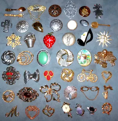 Great Lot  45  Vintage & Some More Modern  Pins Brooches  Many Designs • $9.99