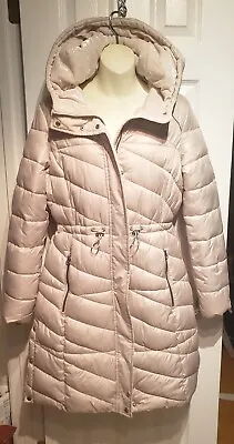 Andrew Marc New York Beige Hooded Quilted Puffer Jacket Winter Coat M Medium • $64.99