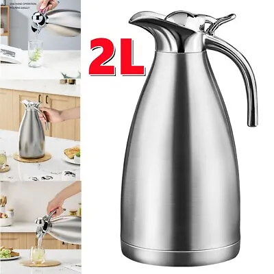2000ML Stainless Steel Tea Pot Insulated Vacuum Jug Flask Coffee Pot Thermos • £14.89