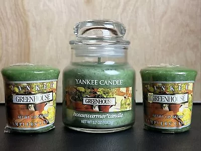 YANKEE CANDLE GREENHOUSE  SINGLE WICK CANDLE Lot: 3.7oz And 2 Samplers 1.75oz • £22.79