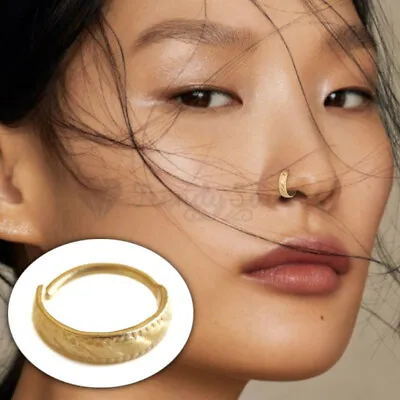 £3.99 • Buy Hypoallergenic Gold Cartilage Helix Septum Clicker Tribal Nose Hoop Ring 1 Piece