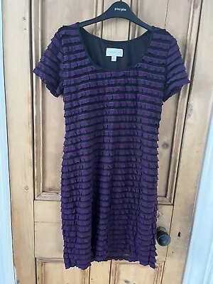 Womens Qvc Ronni Nicole Purple Ruffle Frilled Going Out Dress Size 12 • £10