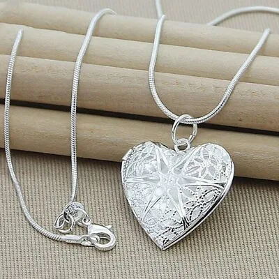 Silver Plated Photo Frame Necklace Pendant Chain For Women Charm Wedding Jewelry • $2.96