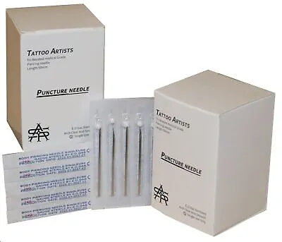 100 Pro Artists Tattoo 18g Piercing Needles Sterile Tri Bevel Sealed Blister Pks • $14.99