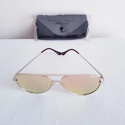 $45 • Buy Authentic - Quay X Desi - Unisex - Gold-tone - Metal - M:  High Key  Sunglasses 