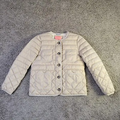 J.crew Women's Beige Signature Puffer Button Up Long Sleeve Jacket Size S • $22