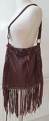 £49 • Buy ***gorgeous***river Island Leather Brown Shoulder Fringe Bag 12   X 12  X 4 