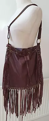 £49 • Buy ***gorgeous***river Island Leather Brown Shoulder Fringe Bag 12   X 12  X 4 