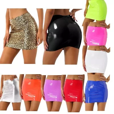 US Women PU Latex Skirt High Waist Bodycon Glossy Festival Clubwear Costume Sexy • $4.36