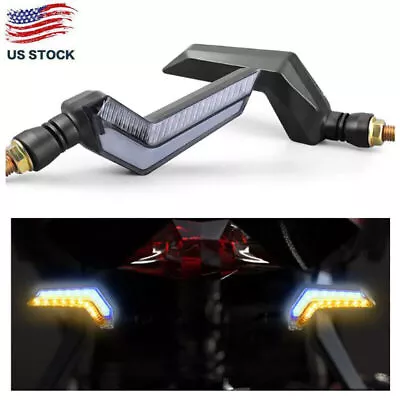 2x Black Motorcycle LED Turn Signals Running Light Amber+Blue Blinker Universal • $12.75