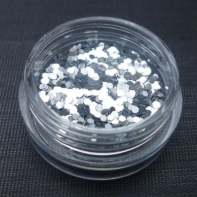 1mm Chunky Hexagon Glitter Pot Nail Art Face Body Eye Shadow Craft Paint Tattoo • £2.55