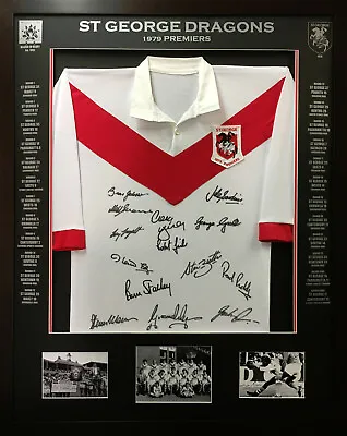 $550 • Buy Blazed In Glory - 1979 St George Dragons Premiers - NRL Signed And Framed Jersey
