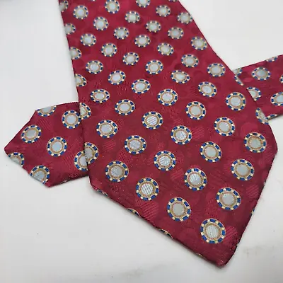 Stefano Ricci Men's Neck Tie Saks Silk Luxury Italy Red Medallion 61 L 4 W Long • $37.95