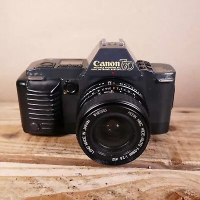 Canon T70 Manual Focus 35mm Film SLR Camera With Hoya 28mm F2.8 - Spares/Repair • £21.95