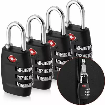 4x TSA Approved Luggage Lock Travel 3 Digit Combination Suitcase Padlock Reset • $13.99