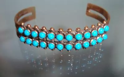 Bell Trading Post Vintage Copper Cuff Bracelet With Blue Beads Southwest • $34.95