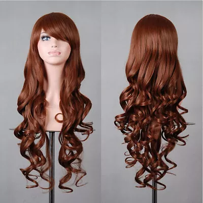 Woman 80cm Long Curly Wigs Cosplay Halloween Costume Anime Hairs Wavy Full Wigs • $14.99