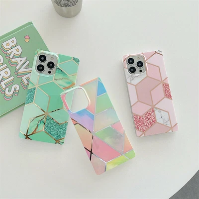 $14.53 • Buy Case For IPhone 13 Pro 12 11 XS 8 7 ShockProof Luxury Square Marble Phone Cover