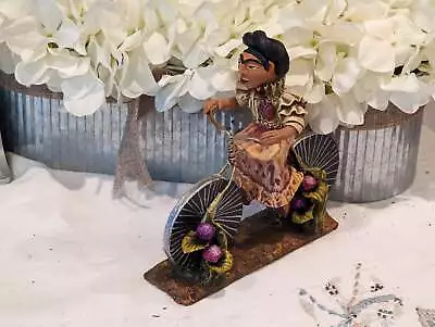 Oaxacan Woman On Bicycle Mexican Folk Art From Oaxaca Clay Figurine Handmade • $135.84