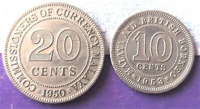 £2.40 • Buy Malaya/ Borneo - 20 Cents (1950 GVI) & 10 Cents (1953 ERII)