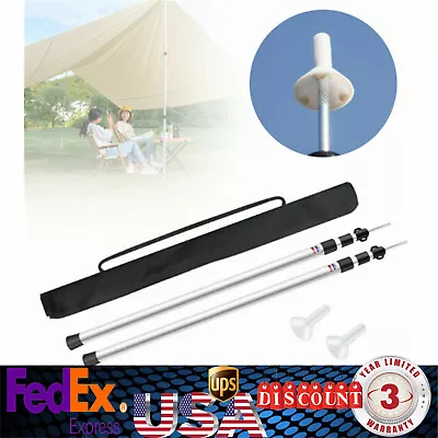 2× Tent Pole Telescopic Adjustable Tarp Poles For Camping Canopy Awning Shelter • $25.65