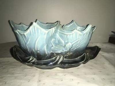 Vintage 1955 MCCOY USA Pottery HUMMINGBIRD DOUBLE CACHE PLANTER Blue Black AS-IS • $95