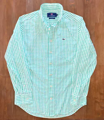 Vineyard Vines Mens Small Green Plaid Slim Fit Whale Button Down L/S Shirt • $17.99