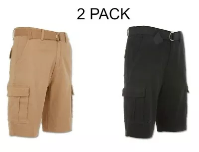 2 PACK: Men’s Cargo Shorts Casual Cotton Twill Multi Pockets Lightweight Belted • $33.29