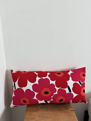 Marimekko Unikko Pink Orange Poppies Lumbar Pillow “D” • $41.99