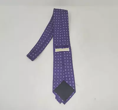 Michael Kors Mens Tie Purple Gray Checker Solid Neck Tie 100% Silk • $7.99