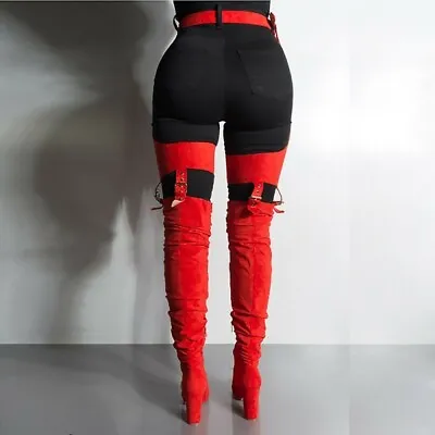 Women Thigh High Boots Sexy Belt Shoes High Heel Party Pointed Clubwear Overknee • $115.79