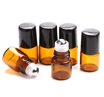 25 Pack 1ml Amber Glass Roll On Bottle For Essential OilsPerfume Vial With S... • $17.29