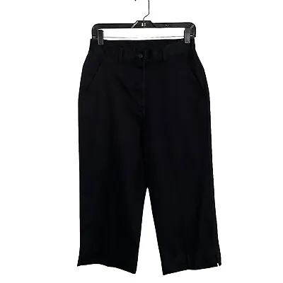 Cabin Creek Chino Khaki Capri Pants Womens Size 6 Black Flat Front Casual Cotton • $9.74