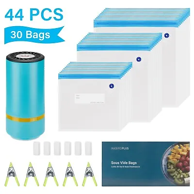 £19.99 • Buy Reusable Fresh Vacuum Storage Bags Food Kitchen Sous Vide Bag Saver Seal Clip UK