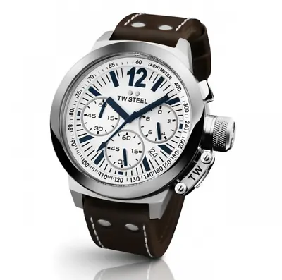 Tw Steel CE1007 Men's Watch Stainless Steel Leather Band Braun Chronograph • $479.66